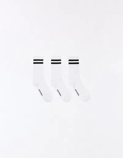 Bershka Pack Of Striped Sporty Socks In White