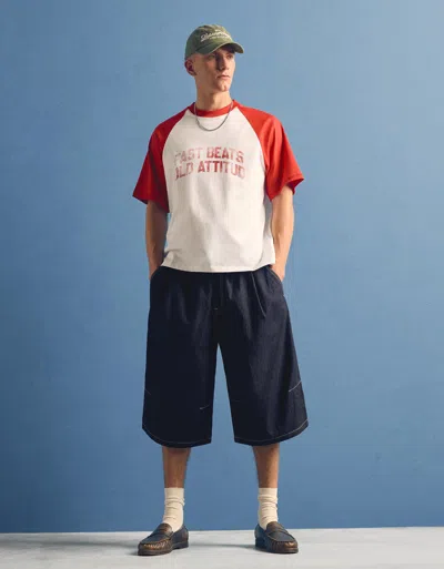 Bershka Parachute Denim Bermuda Shorts In Blue