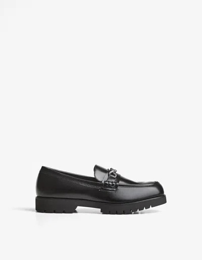 Bershka Penny Loafer With Detail In Black