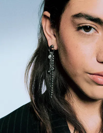 Bershka Piercing Earrings Signature Edition In Metallic