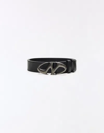 Bershka Plate Belt In Black