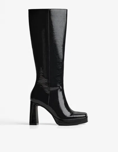 Bershka Platform High-heel Boots In Black