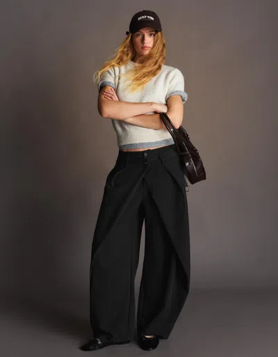 Bershka Pleated Barrel Trousers In Multi