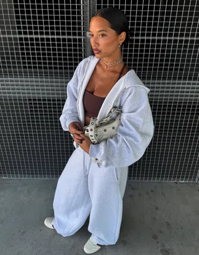 Bershka Plush Barrel Pants With Stoppers In Blue