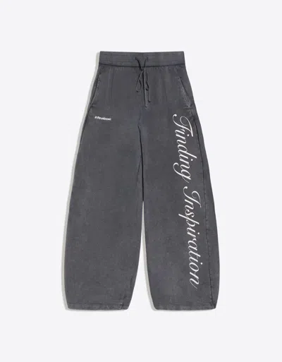 Bershka Plush Barrel Printed Trousers In Gray