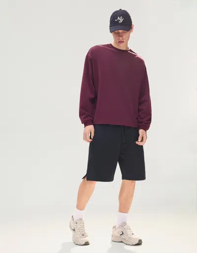 Bershka Plush Bermuda Shorts In Black