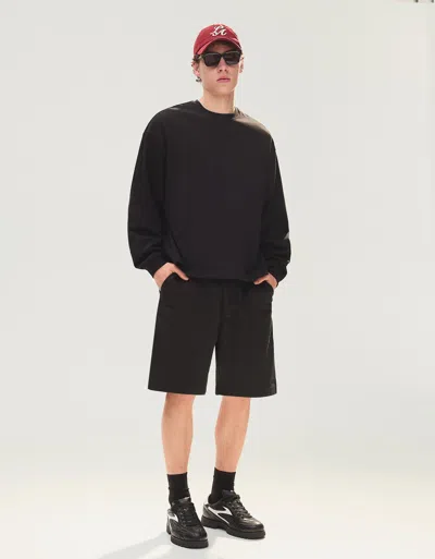 Bershka Plush Bermuda Shorts In Black