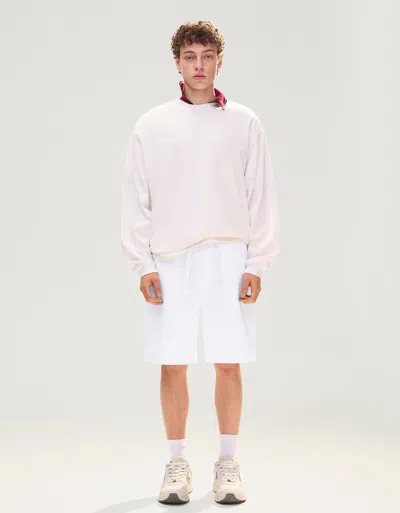 Bershka Plush Bermuda Shorts In White