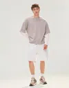 Bershka Plush Bermuda Shorts In White