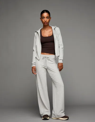 Bershka Plush Jersey Trousers In Gray