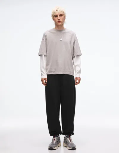 Bershka Plush Joggers In Black
