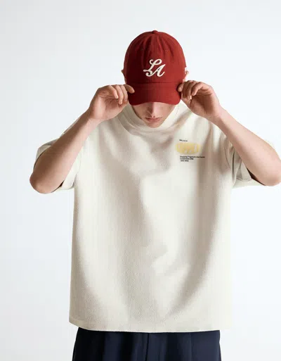 Bershka Plush Printed T-shirt In Neutral