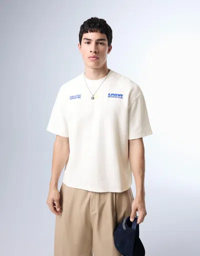 Bershka Plush Printed T-shirt In Neutral