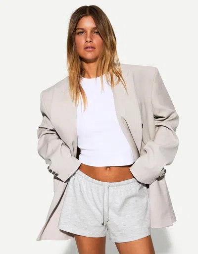 Bershka Plush Shorts In Gray