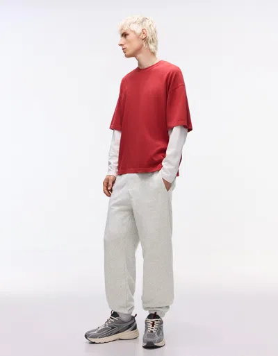 Bershka Plush Sweatpants In Gray