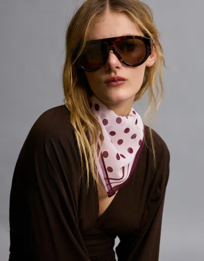 Bershka Polka Dot Bandana In Burgundy