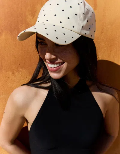 Bershka Polka Dot Cap In White