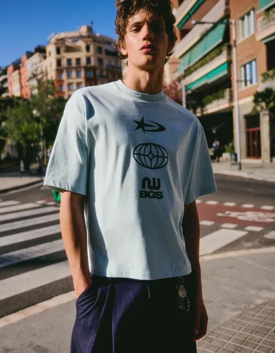 Bershka Print Boxy Fit T-shirt In Multi
