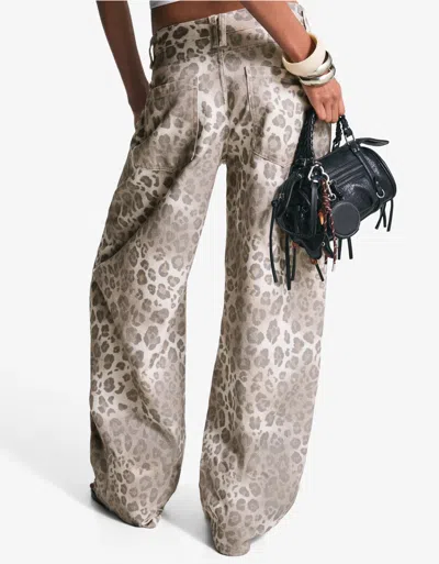 Bershka Printed Barrel Trousers In Multi