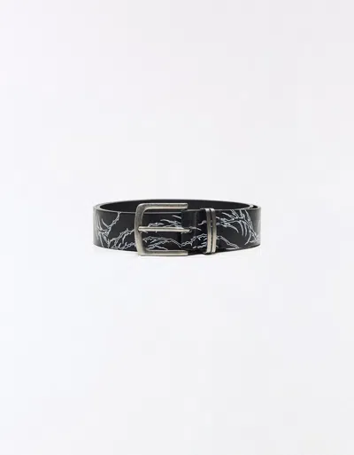 Bershka Printed Belt In Black