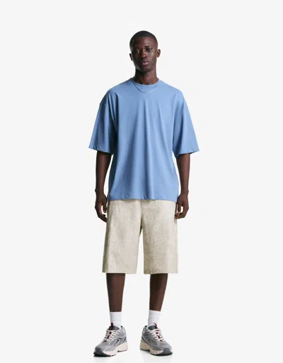 Bershka Printed Bermuda Shorts In Neutral