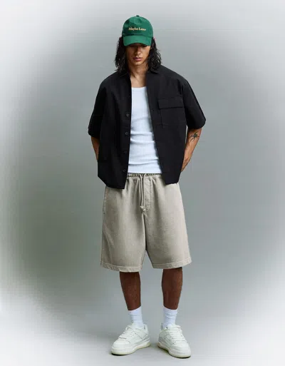 Bershka Printed Boxy Fit Bermuda Shorts In Gray