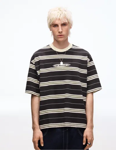 Bershka Printed Boxy Short Sleeve T-shirt In Gray