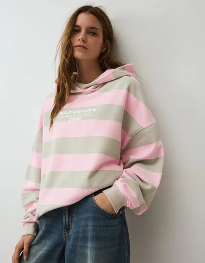 Bershka Printed Hood Sweatshirt With Hood In Multi