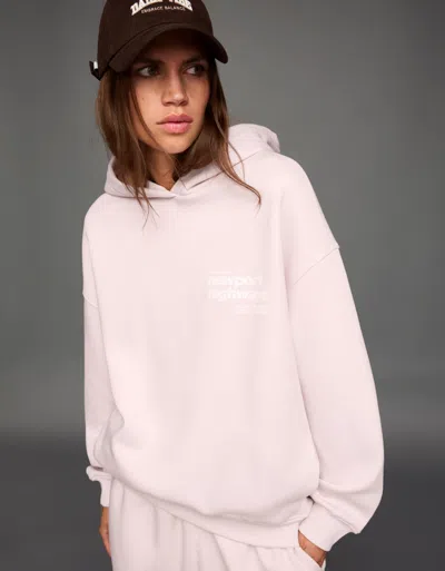 Bershka Printed Hoodie In Pink