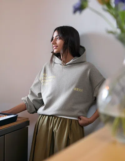 Bershka Printed Hoodie In White