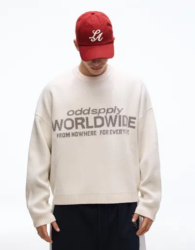 Bershka Printed Jacquard Sweater In Neutral