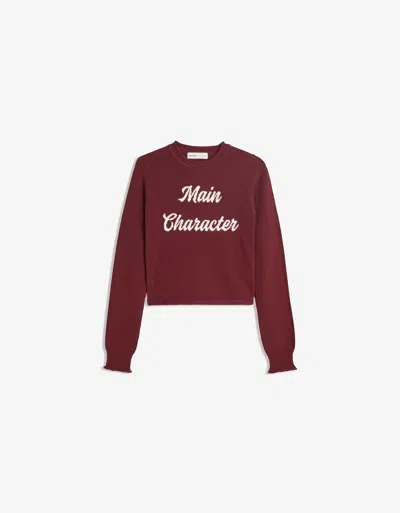 Bershka Printed Sweater In Burgundy