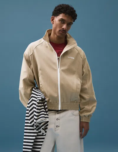 Bershka Printed Zip-up Jacket In Neutral