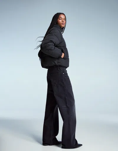 Bershka Puffer Jacket In Black