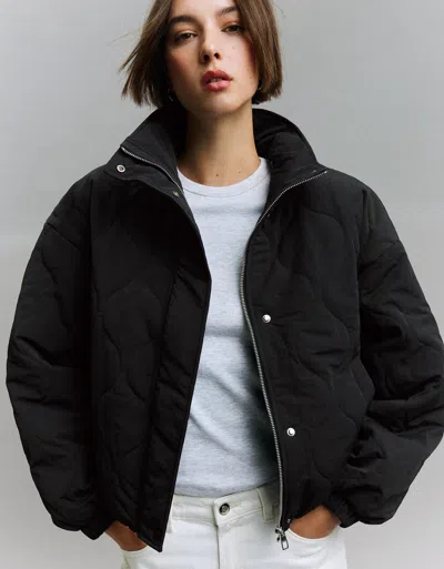 Bershka Puffer Jacket In Black