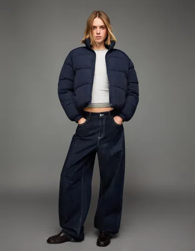 Bershka Puffer Jacket In Blue