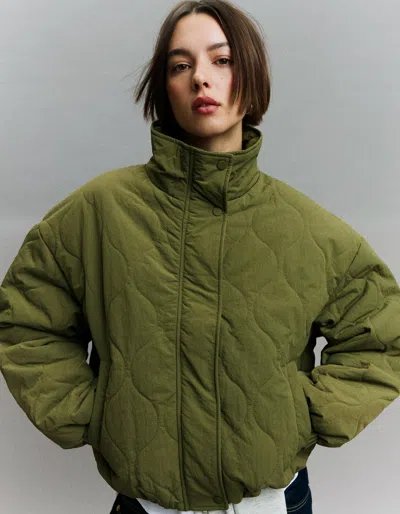 Bershka Puffer Jacket In Green