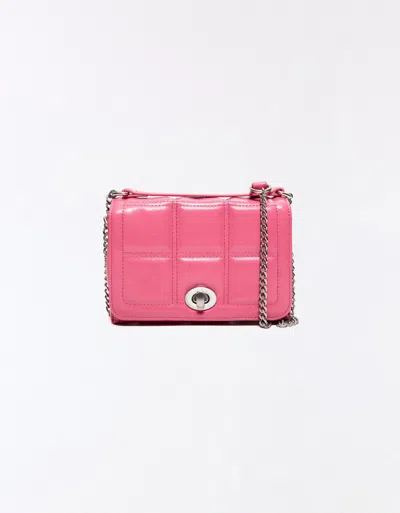 Bershka Quilted Faux Leather Mini Bag In Pink