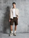 Bershka Regular Cargo Bermuda Shorts In Brown
