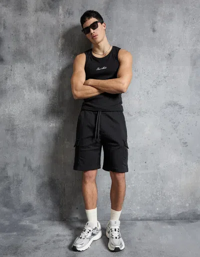Bershka Regular Fit Cargo Bermuda Shorts In Black