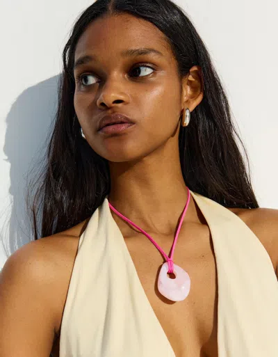 Bershka Resin Pendant Cord Necklace In Red