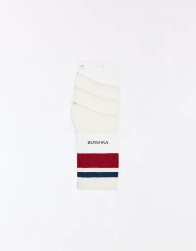 Bershka Retro Socks Pack In Purple