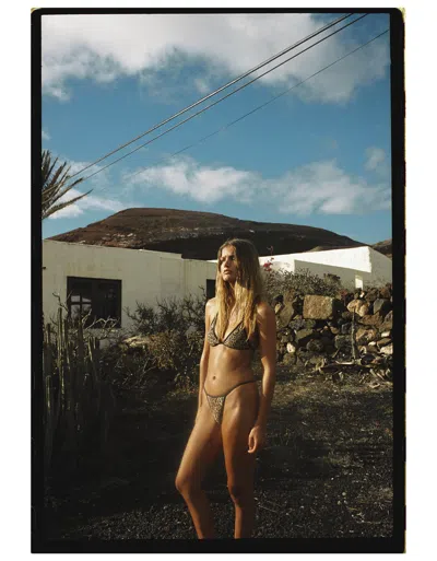 Bershka Reversible Animal Print Bikini Top In Multi