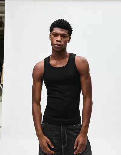 Bershka Ribbed Strappy T-shirt In Black