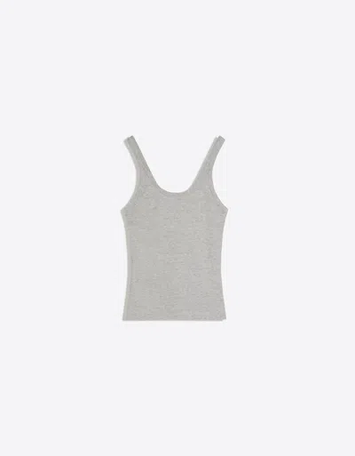 Bershka Ribbed Strappy T-shirt In Gray