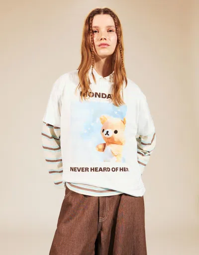 Bershka Rilakkuma Print Short Sleeve T-shirt In White