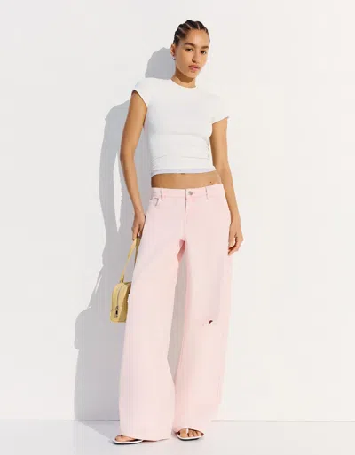 Bershka Ripped Faded-effect Trousers In Pink