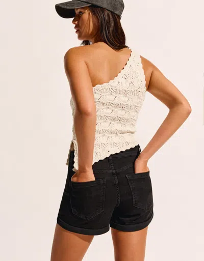 Bershka Roll-up Denim Shorts In Black