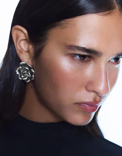 Bershka Roses Earrings In Black