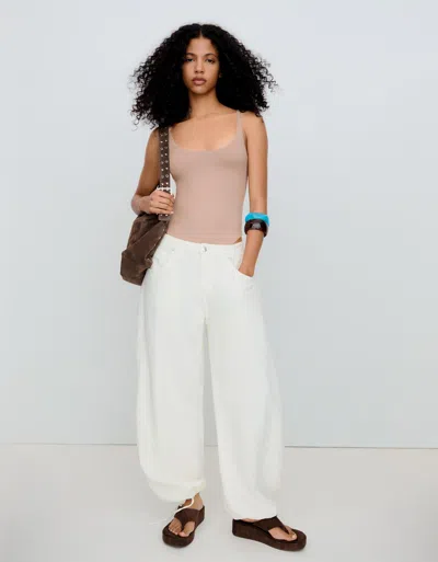Bershka Round Neck Tank Bodysuit In White